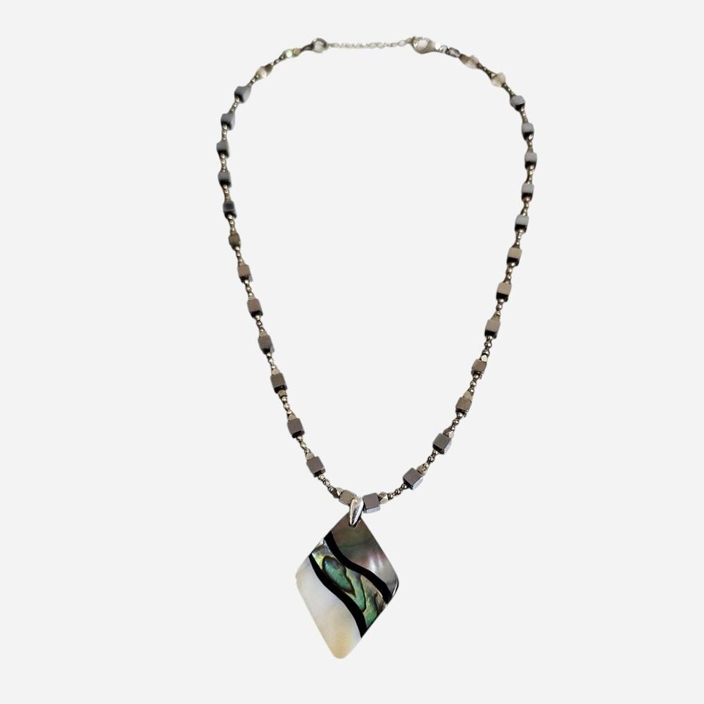 Vintage 925 Sterling Silver Abalone & MOP Necklace